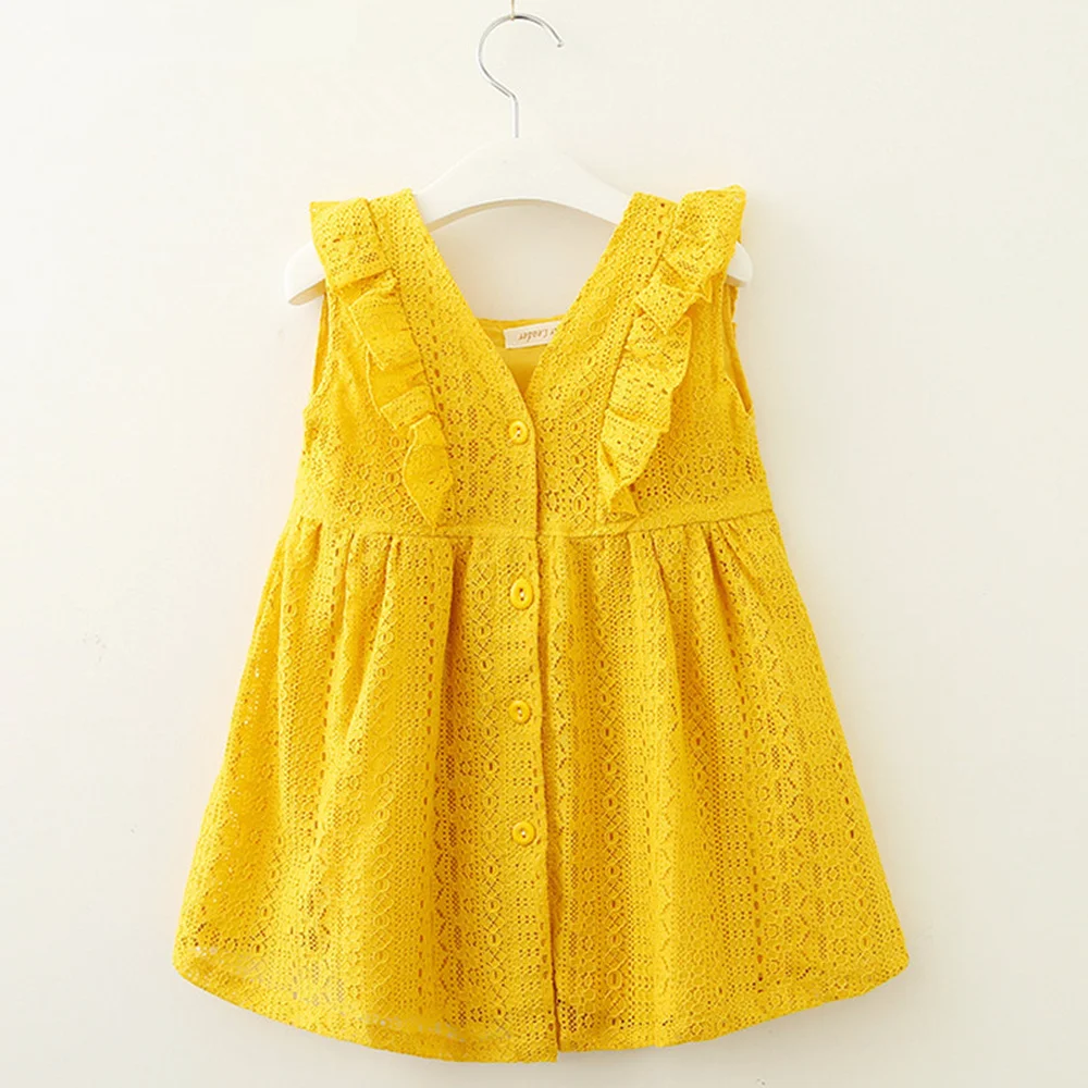 

#LHA13 Baby Girls Sleeveless Lace Ruffles Princess Dress