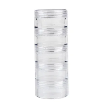 

JAVRICK Five Conjoined Round Bottle Plastic Storage Bead Jewelry Packing Boxes Tools New