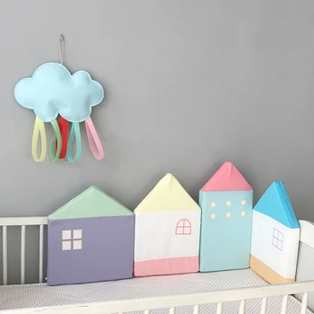 

Baby Bed Bumper House Macaron Newborn Bumpers Baby Room Crib Cotton Infant Comfortable Baby Bumper 4pcs/Set Bedding set