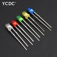 100pcs 3mm LED diode Light Assorted Kit DIY LEDs Set White Yellow Red Green Blue electronic diy kit LED Emitting Diode Lights