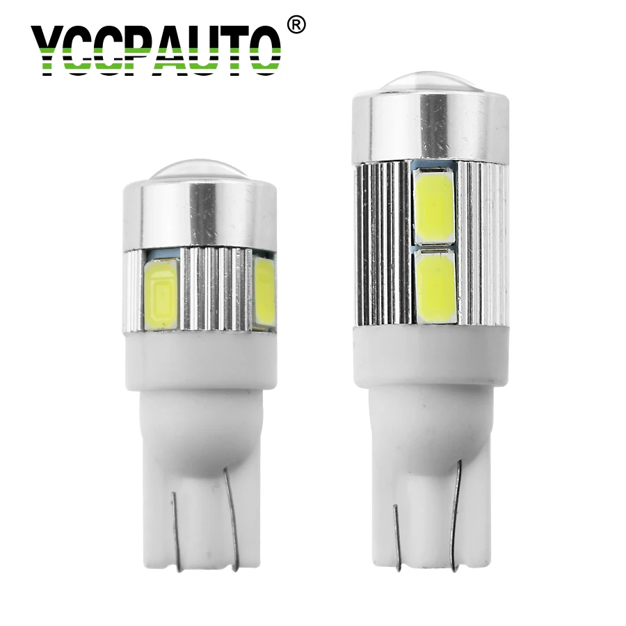 Yccpauto t10 194 w5w سيارة لوحة ترخيص أضواء بدوره إشارة الضوء الأبيض لمبة 5630 smd جانب وقوف العارض عدسة مصباح 1 قطع