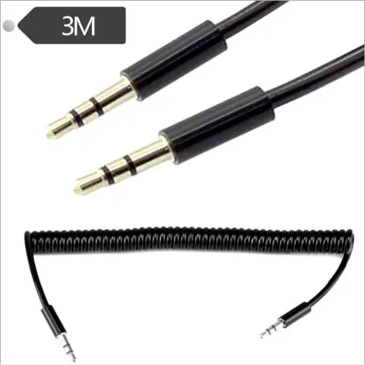 

Telescopic DC3.5 male to male audio spring cable Car AUX mobile phone audio to copy line 3 meters