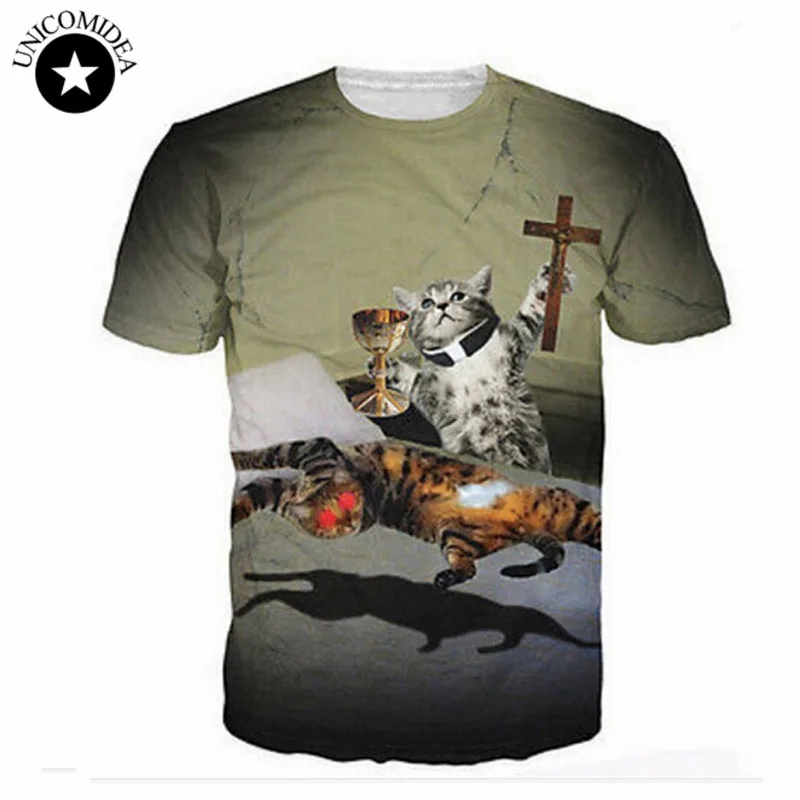 

2019 New Fashion Women Men Exorcism Cat Animal Print 3D T Shirts 3d Cats Kitten T Shirt Tops Outerwear Tees Casual T Shirt