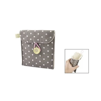 

Girl Cotton Blends Polka Dots Sanitary Pad Holder Button Bag Case Gray White