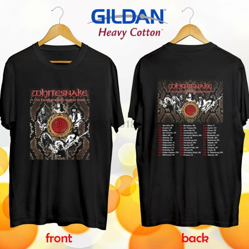 Черная футболка Whitesnake the Flesh and Blood world tour Date S-3XL 2019 | Мужская одежда