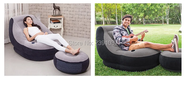 Бесплатная доставка INTEX надувной Флокированный одноместный диван с педалью надувной насос ленивый диван кровать Сиеста кресло для отдыха