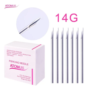 

100Pcs/Box 14G 16G 18G Disposable Tattoo Sterile Body Piercing Needles Ear Nose Navel Nipple For Body Art Tattoo Supplies
