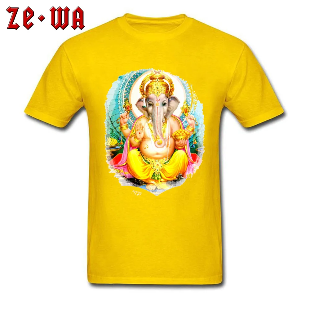 Group Tops & Tees Summer/Fall Fashion O-Neck Cotton Fabric T Shirts Men's Top T-shirts ganesha parvati shiva hinduism201897Y ganesha parvati shiva hinduism201897Y yellow