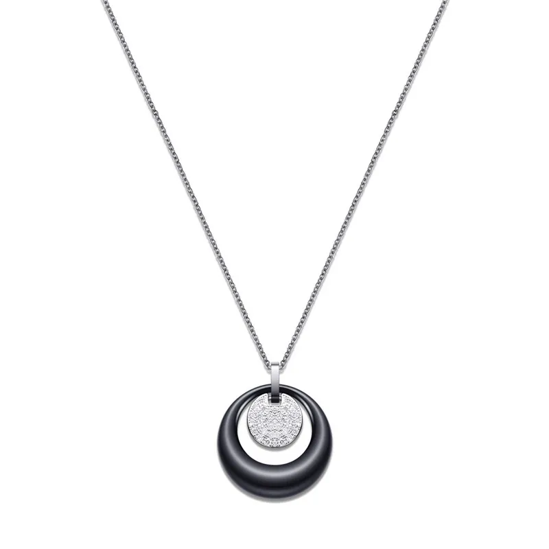 ZORCVENS, модное круглое керамическое ожерелье с подвеской, Crsytal, Подвеска для женщин, стразы, черное/Белое Женское керамическое ожерелье - Окраска металла: 42742