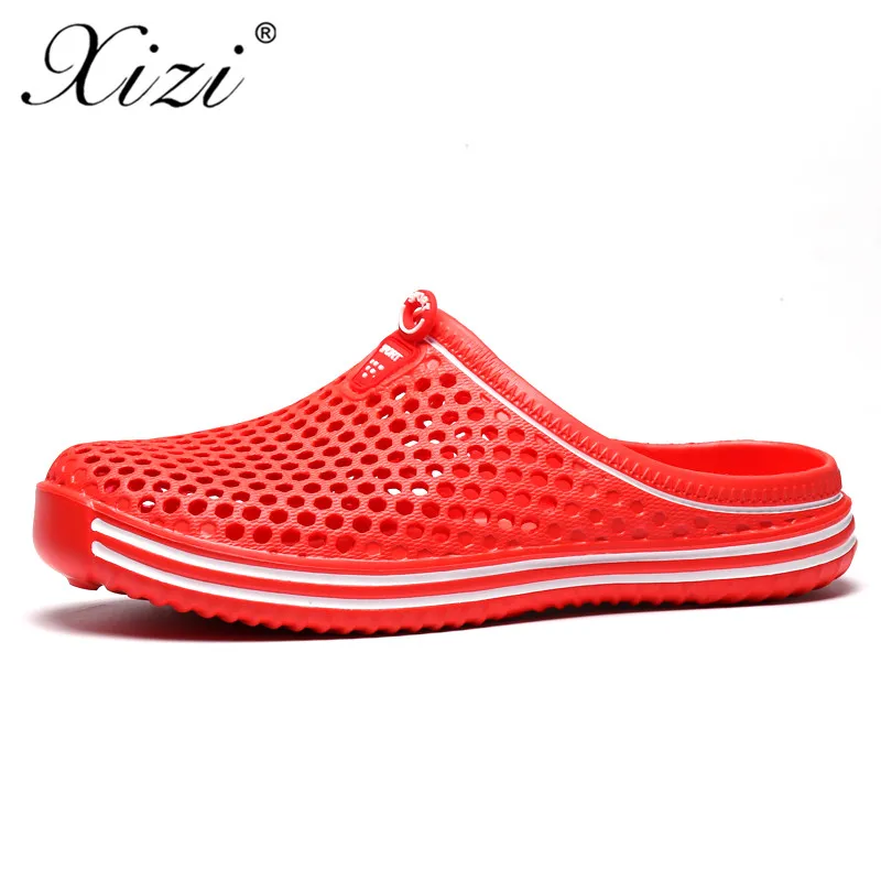 XIZI/; летние дышащие пляжные сандалии Modis; Вьетнамки без застежки; мужские шлепанцы; мужская обувь с подсветкой; Zapatos De Hombre; большие размеры 36-45 - Цвет: Красный