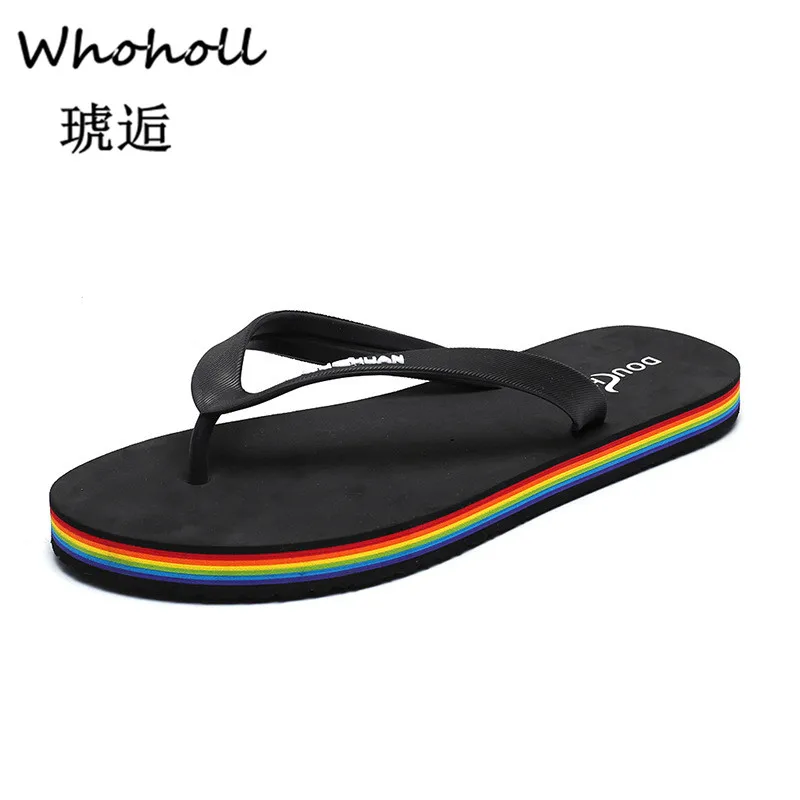 

Whoholl Brand Summer Men Flip Flops Male Mixed Color Slippers Men Casual PVC EVA Shoes Summer Fashion Beach Sandals Size 40~44