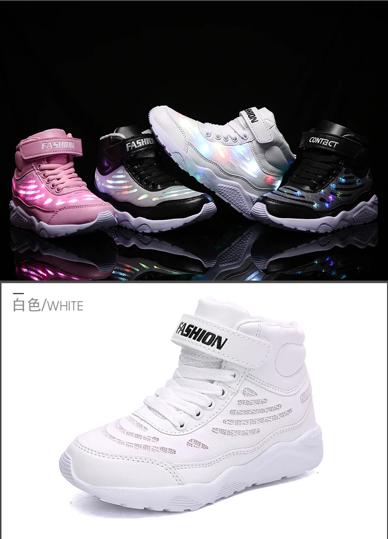 Uncle Jerry/детская обувь со светодиодной подсветкой; usb-зарядка; светильник; кроссовки для мальчиков и девочек; светящаяся модная обувь; удобная повседневная школьная обувь