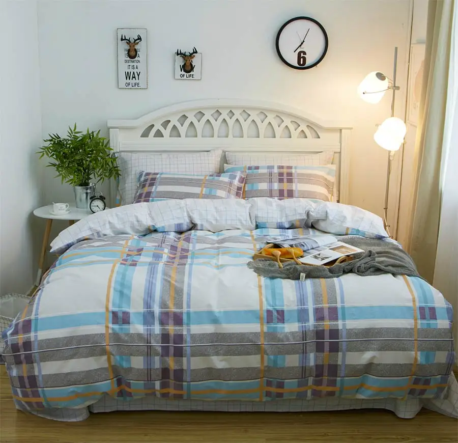 

Geometric plaid bedding sets cotton teen girl,full queen king european fashion home textiles bed sheet pillow cases quilt cover