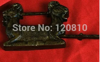 

Chinese Rare China old Carved Copper Brass Lock Key Animal Carving statue