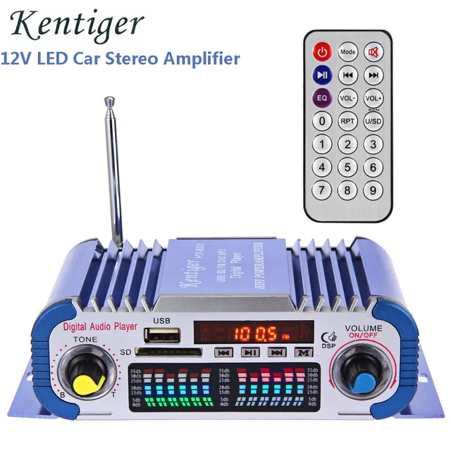 Best Price HOT Kentiger HY601 Hi-Fi 12V Digital Auto Car Stereo Power Amplifier Sound Mode LED Audio Music Player Support USB MP3 DVD SD FM