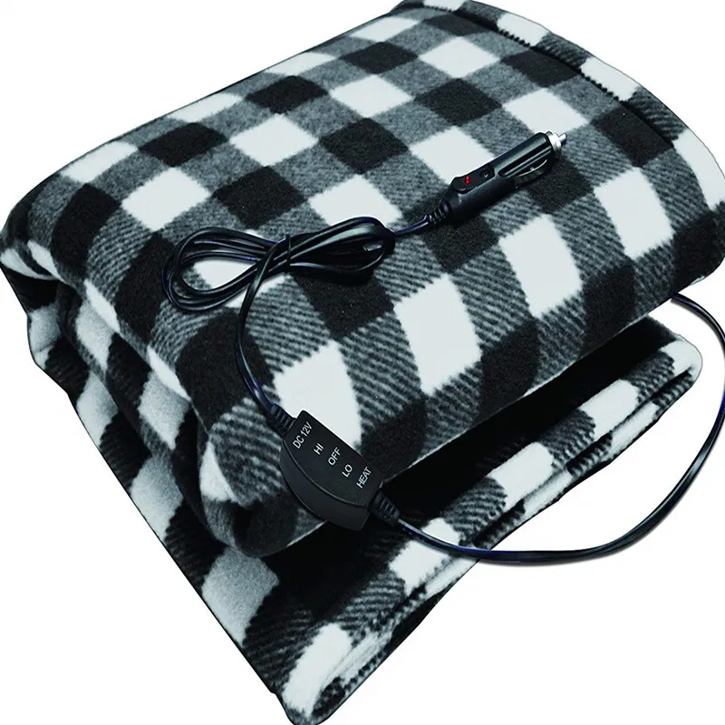 

Sojoy 12V Heated Travel Electric Blanket for Car Truck Boats or RV with High/Low Temp control Checkered (Black & White)