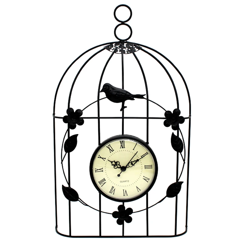 Настенные часы с птичьей клеткой в винтажном античном стиле