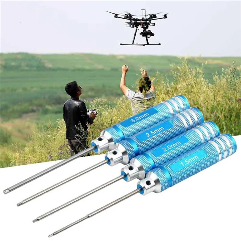 

4pcs HSS Titanium Plating RC Hex NUT key Socket Screw Drivers Wrench 1.5mm 2.0mm 2.5mm 3.0mm Kit For RC Model Helicopters