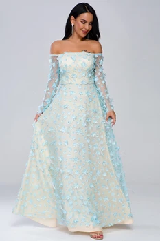 

Long Summer Dress Appliques Evening Party Off the shoulder Slash Neck Backless Sexy Women celebrity body con dresses wholesale