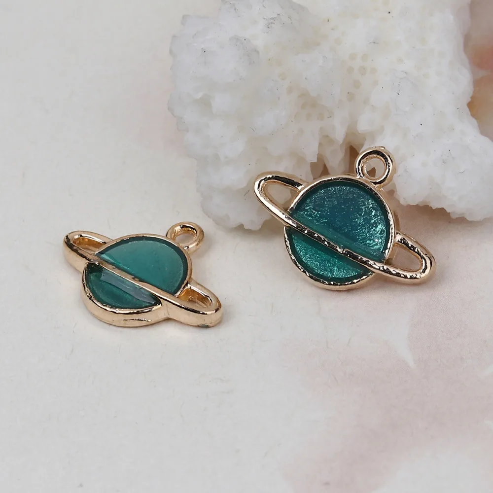 

DoreenBeads Zinc Based Alloy Galaxy Charms Planet Earth Gold Colorful Enamel Glitter Pendant 17mm( 5/8") x 12mm( 4/8"), 20 PCs
