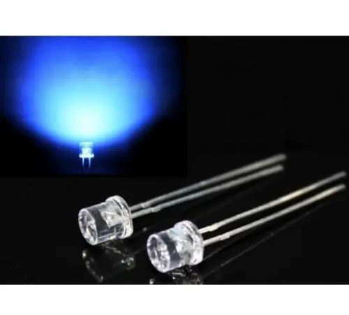 

50PCS 5MM 2Pin Flat Top Blue LED Wide Angle Flat Head Light Lamp NEW