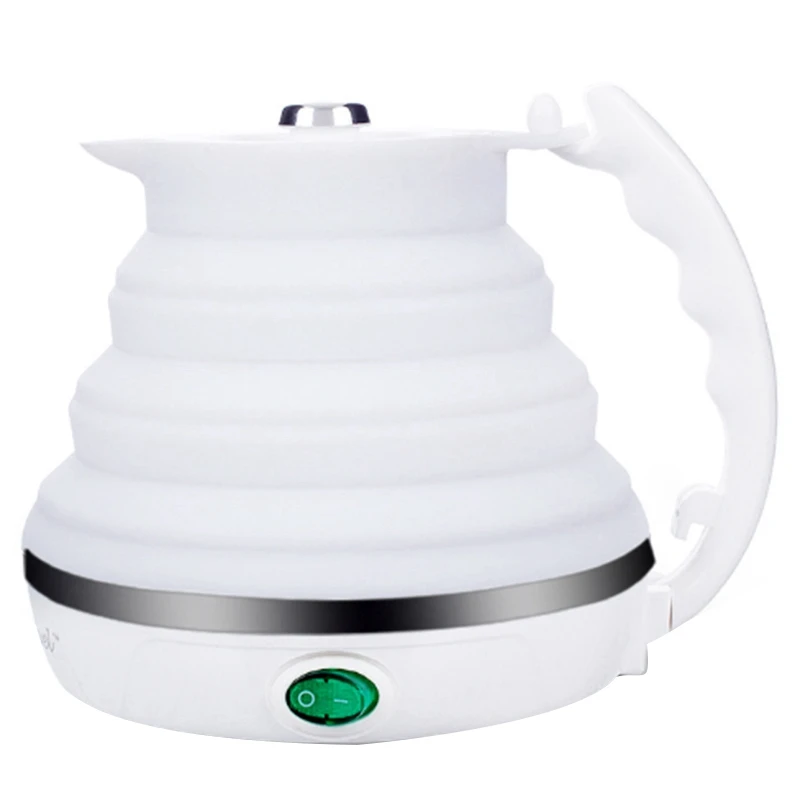 Складной электрический чайник Портативный Силиконовый складной походный чайник вскипятить сухую защиту складной электрический чайник воды Trav - Цвет: White