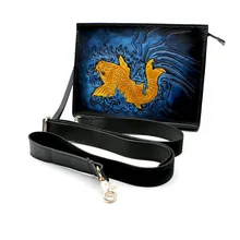 Женская и мужская кожаная сумка на плечо из растительного дубления, держатель для денег, Воловья кожа, ручная работа, карп, клатч, кошелек, клатчи, конверт, подарки