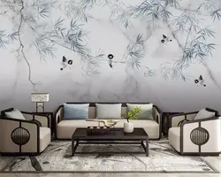 Beibehang заказ обои фрески китайский современный мраморный узор бамбука Цветы и птицы задний план настенная живопись 3d
