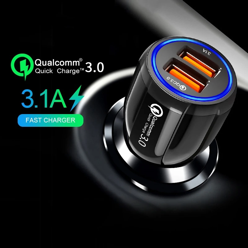 

Kerokuru 3.1A QC3.0 Car Charger Quick Charge Mobile Phone Charger Dual USB for Huawei Xiaomi Samsung 2 Port USB Fast Car Charger