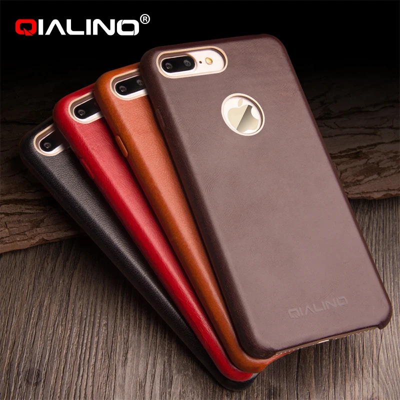 

For iphone7 7plus QIALINO Luxury Calf Skin Genuine Leather Case for iphone8/ 8 plus cover 4.7/5.5 inch Ultra Slim Phone Case
