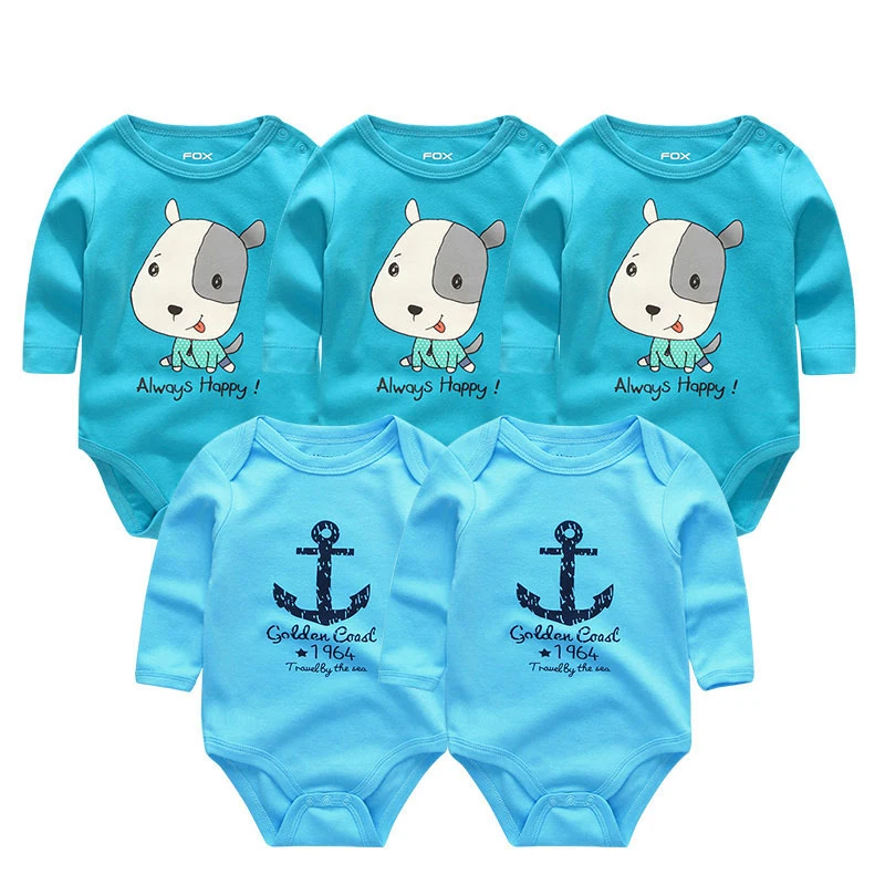 

Long Sleeve Baby Rompers Summer Overalls O-Neck Infant Pajamas 2018 Summer Girls Costume 5Pcs/lot Cotton Newborn Boys Clothing