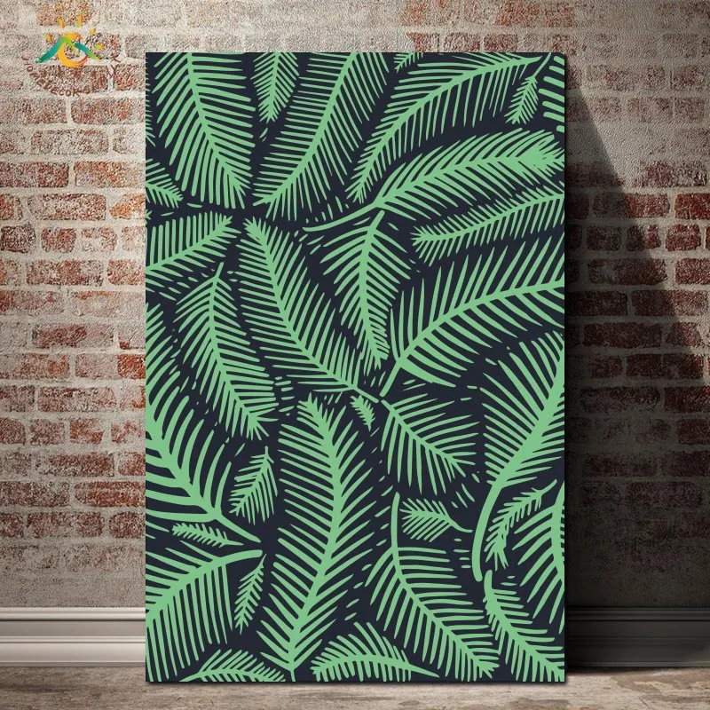 

Nordic Posters And Prints Green Leaves Modern Canvas Art Canvas Painting Wall Painting Decorative Pictures for Living Room