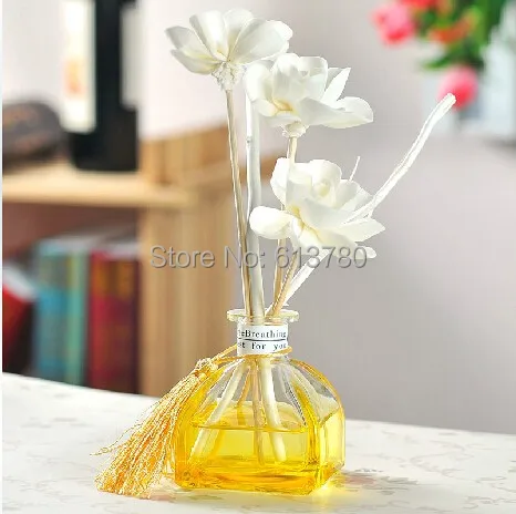 

5pcs/lot singapore free shipping reed wicker rattan aroma diffuser natural home decoration color glass bottle dry flower