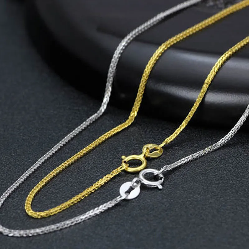Ожерелье из чистого желтого золота с жаждой большой пшеничной звеньевой цепи ожерелье 1 шт. 4 цвета 1,5-2,1 Г A01