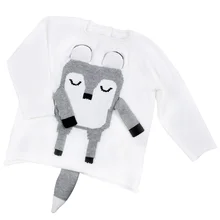 Свитер с рисунком лисы для мальчиков; вязаный детский свитер; пуловер; Модный хлопковый свитер для малышей; осенний Детский свитер с круглым вырезом; Одежда для мальчиков