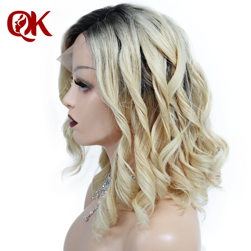 QueenKing волосы на кружеве парик 180% Платина блонд 1B 613 боб парик свободная волна свободная часть предварительно выщипанные бразильские человеческие волосы remy