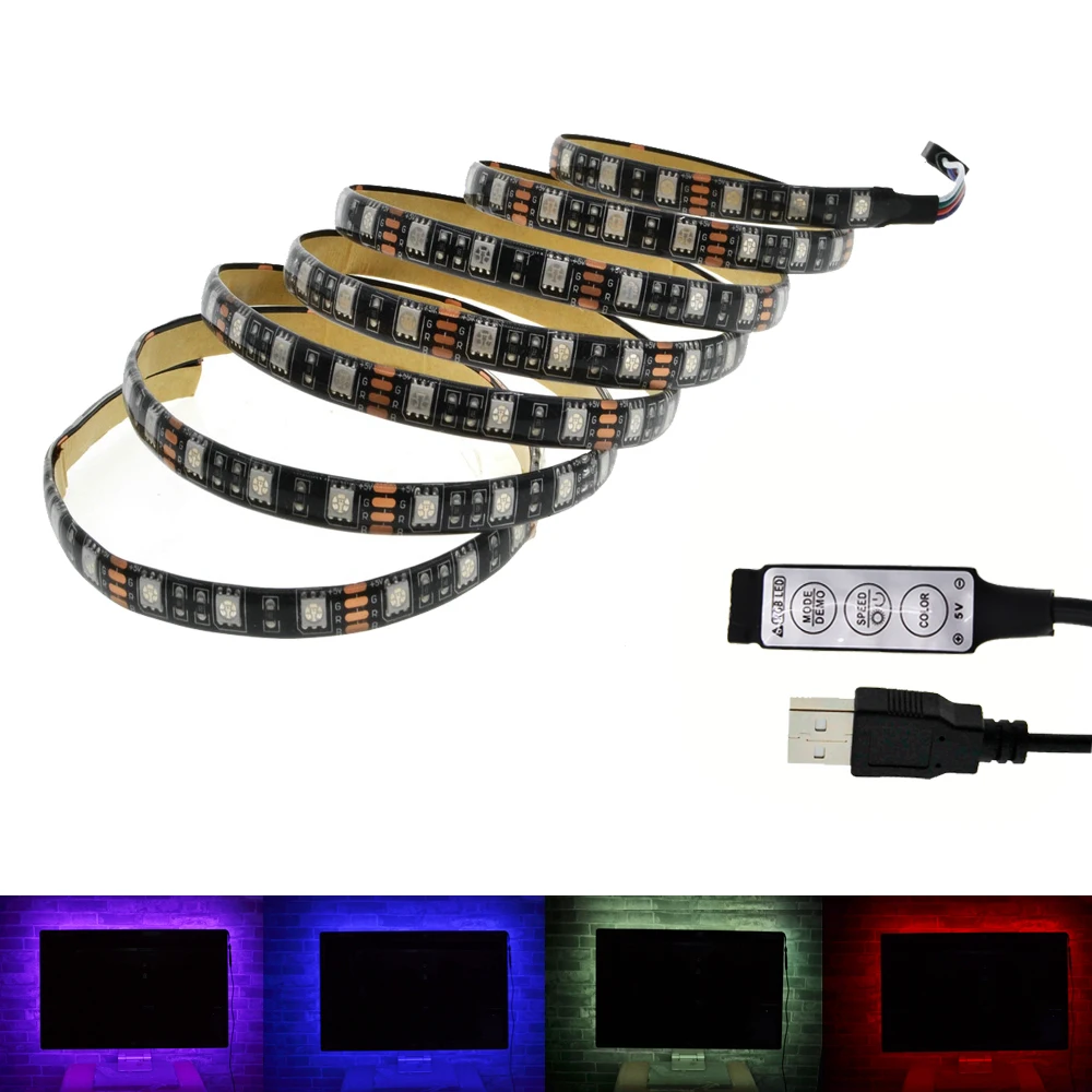 5 в Светодиодная лента Черная печатная плата с контроллером 5050 RGB DC5V ТВ фоновое