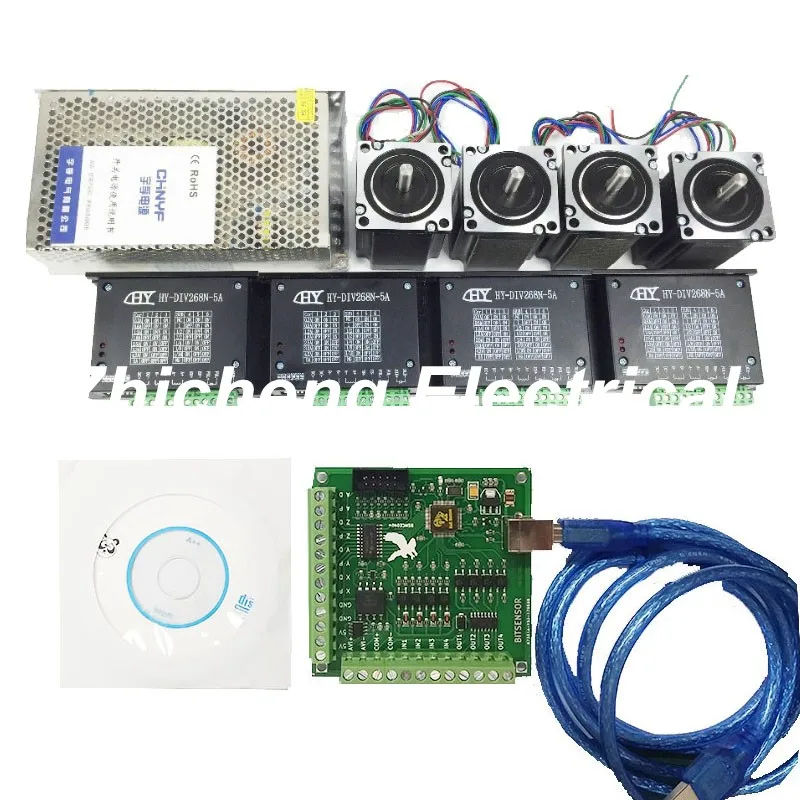 

CNC mach3 USB 4 Axis Kit, 4pcs TB6600 driver+ mach3 USB stepper motor controller board+ 4pcs nema23 stepper motor +power supply