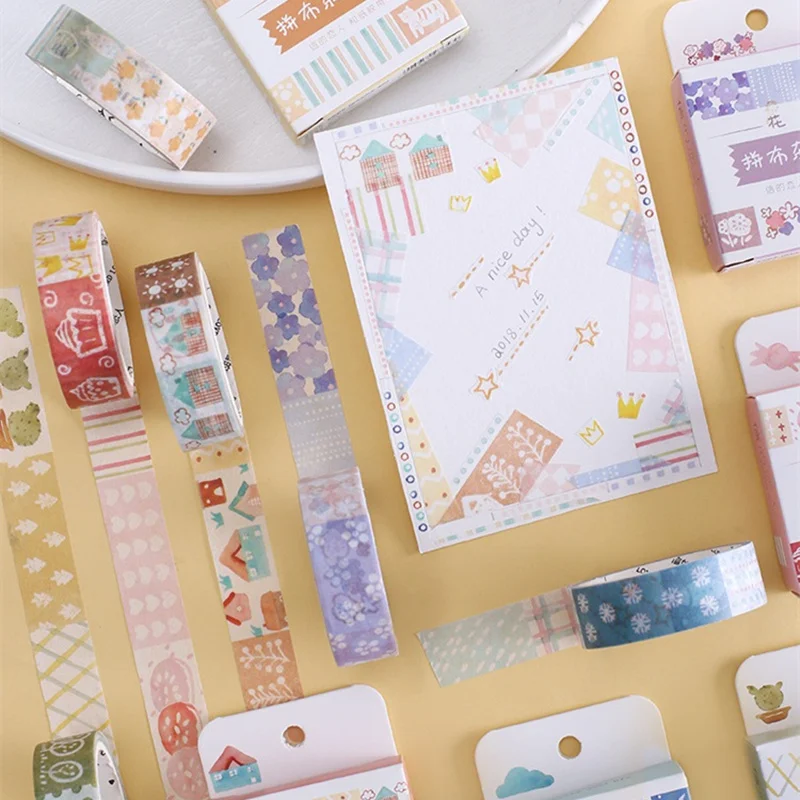 

6 pcs Collage sweet paper washi tape set 15mm Cute dot cat masking tape stickers notebook phone album decoration Stationery F138