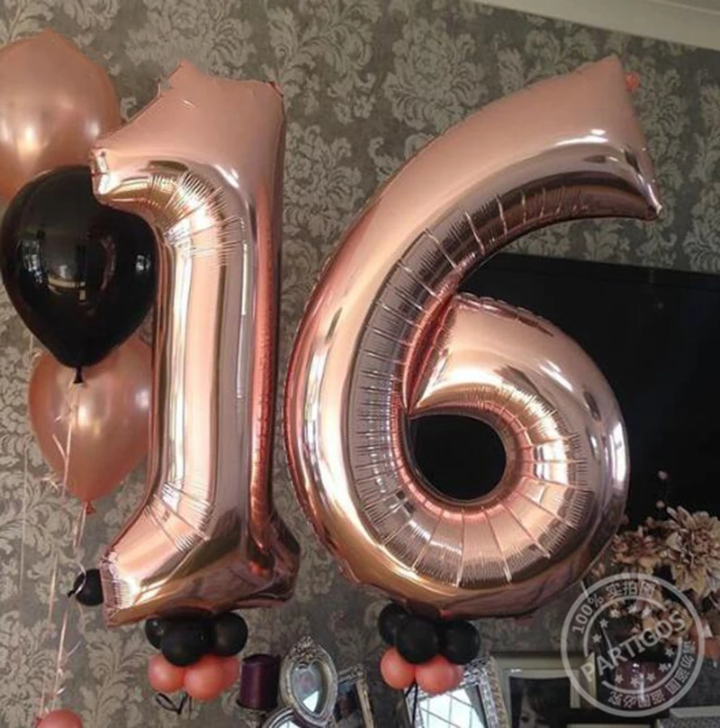 40-дюймовый светодиод розово-золотые шары из фольги в виде цифр на свадьбу, на день рождения; юбка-американка на возраст от 0 до 9 воздушный шар с гелием вечерние украшения товары для праздника
