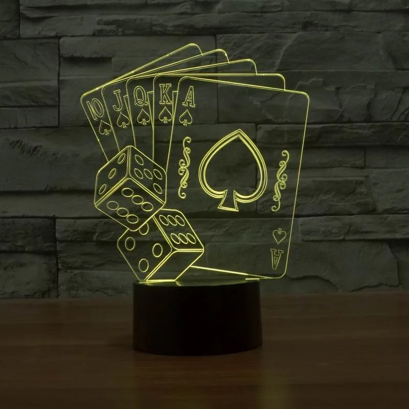 Luzes da Noite luz noturna 3d ilusão dice Item : 7color Led Poker Dice Lamp