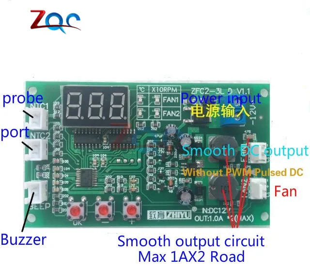 DC 12V Dual 3-провод вентилятора светодиодный интеллигентая(ый) цифровой Температура Термостат Регулятор Двигателя переключатель регулятора скорости модуль NTC Сенсор