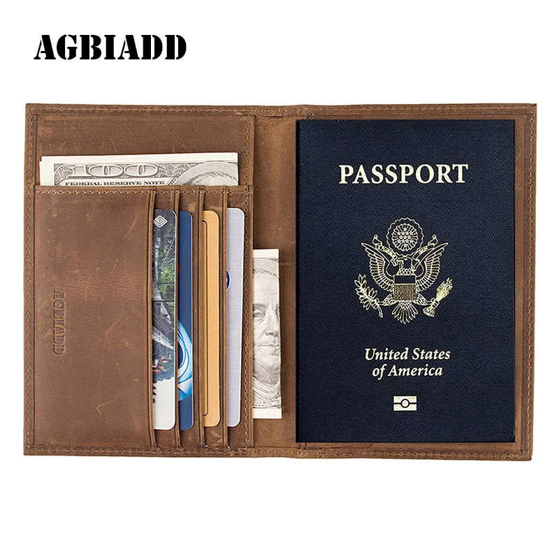 Vintage Crazy Horse Leather Passport font b Holders b font Genuine Leather Passport Covers 589 Credit