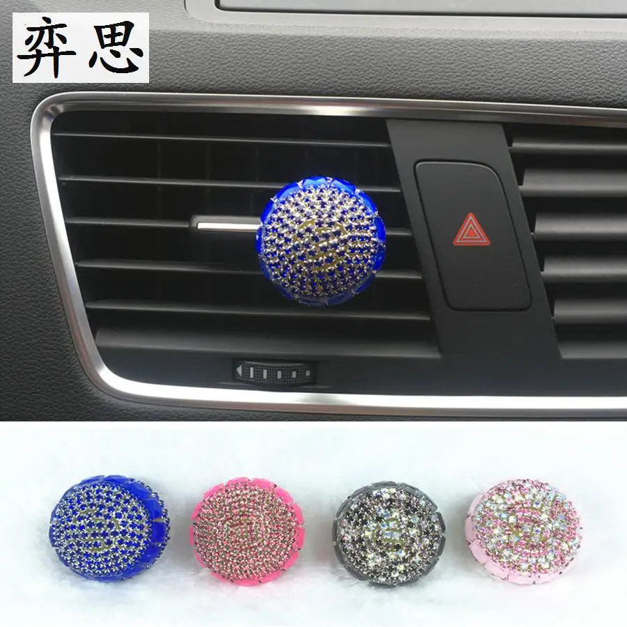 

Exquisite diamond balls car perfume Ladies car styling Seven colored diamond round decorative perfume car air freshener