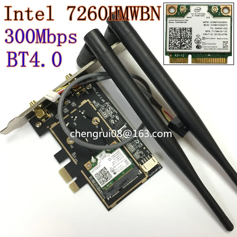 Настольный Wi-Fi Intel Wireless-n 7260 7260hmw Bn 300M Half Mini Pci-e Bluetooth Bt беспроводная карта 802 11 B G N 2 4