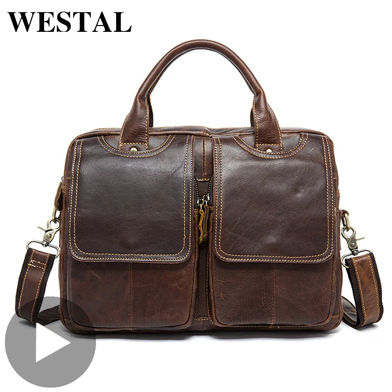 Westal сумка через плечо, деловая, женская, мужская сумка, портфель из натуральной кожи, сумочка для документов, мужской женский ноутбук