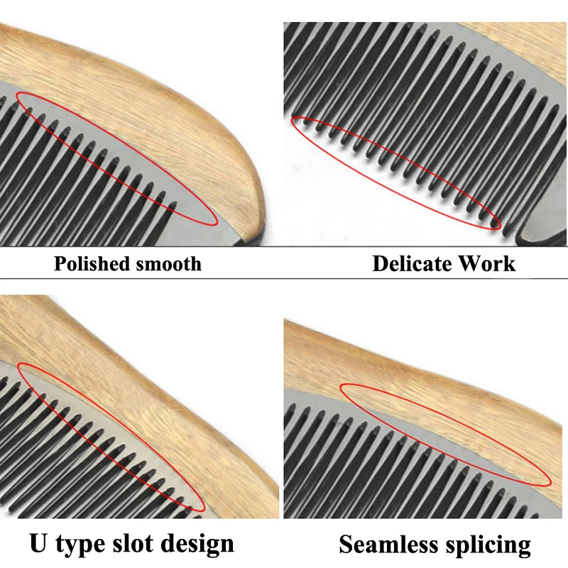 Натуральный бычий Рог сандалового дерева расческа деревянная ручная работа с ручкой деревянная расческа щетка для волос Бестселлер