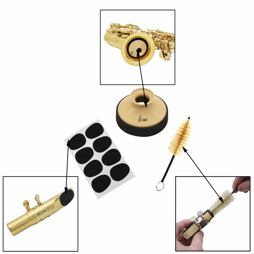 New Saxophone 3 pieces/set Cover Mute + Headpiece Brush + Tooth Pad Sax