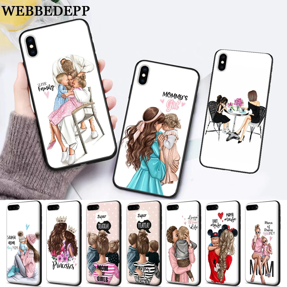 

WEBBEDEPP Mom and baby Special Offer Luxury Silicone soft Case for iPhone 5 SE 5S 6 6S Plus 7 8 11 Pro X XS Max XR