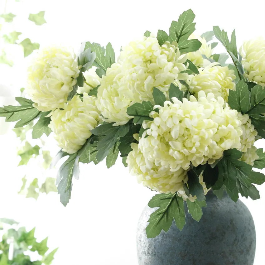 Artificial Spherical Chrysanthemum Flower Bouquet Of Chrysanthemum Fake Silk Plants For Wedding Christmas Party Decoration JH123 (5)